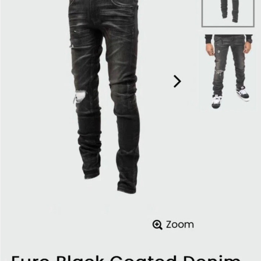NEW Men's Tulones Black Coated Denim Jeans